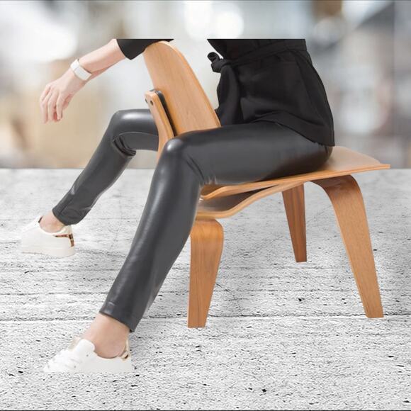 NEW Studio 1886 Faux LEATHER LEGGINGS XL US 16 Pant Black Soft Polyester Vinyl - Picture 10 of 11